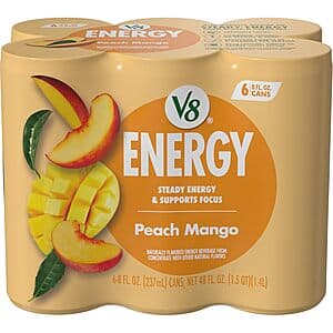 6-Pack 8-Oz V8 Energy Drink (Peach Mango) 6 for $14 w/ Subscribe & Save