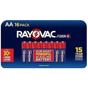 16-Pk Rayovac AA Fusion+ Alkaline Batteries $5 + Free S&H w/ Prime