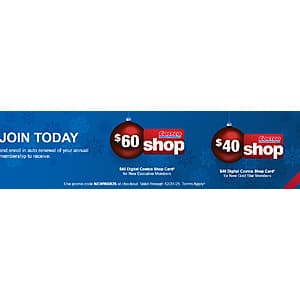 New Costco Members: 1-Yr Gold Star Membership + $40 Digital Costco Shop Card $65 & More