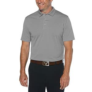 Callaway Men's Short Sleeve Core Performance Stretch Golf Polo (Smoked Pearl) $20