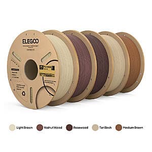 5-Ct 1kg 1.75mm ELEGOO Wood PLA 3D Printer Filament (Mix Color Bundle) $57 + Free S&H