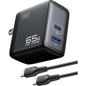 65W INIU PD QC 3.0 Fast Charger w/ 1x USB-C port & 1x USB-A port (Black) $14.85 (Select Amazon Accounts)
