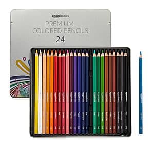 24-Count Amazon Basics Premium Soft Core Colored Pencils w/ Tin Storage Case $2.85 w/ Subscribe & Save