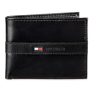 Tommy Hilfiger Men's Classic Passcase Bifold Wallet w/ ID Window (Casual Black Ranger) $12.70