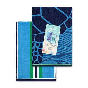 2-Count Coastal Charm Cotton Beach Towels (Turtles, Sharks or Dinosaurs) from $6
