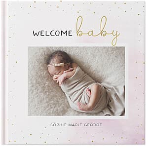 Shutterfly custom hardcover photo book with multi-page binding, showing front cover with photo image.