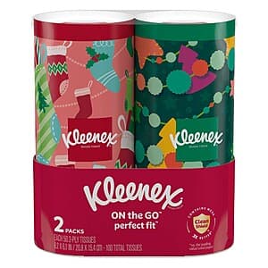 2-pk 100-ct Kleenex Holiday Perfect Fit Canister Facial Tissue $2.90