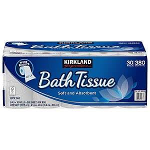 Select Costco Stores: 30-Ct Kirkland Signature 2-Ply Toilet Paper (380 Sheets/Roll) $18 (In-Store Only)