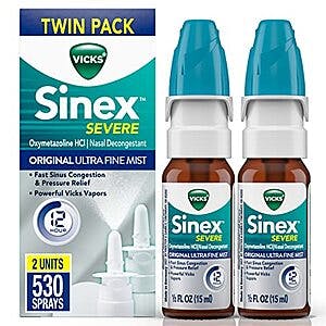 $5: Vicks Sinex SEVERE Nasal Spray, 265 Sprays x 2