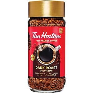 Select Accts: 3.5-Oz Tim Hortons Dark Roast Instant Coffee $5.25