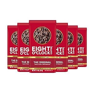 6-Pk 11-Oz Eight O'Clock Coffee Whole Bean Coffee (Medium Roast, 100% Arabica) $27.85 w/ S&S