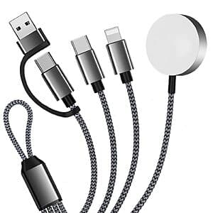 Teilybao 3 in 2 Multi Charging Cable w/ USB-C & USB-A: 4' $5, 1' $4.75
