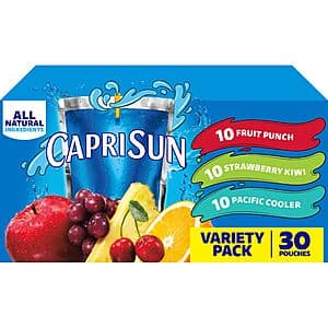 30-Count 6-Oz Capri Sun Naturally Flavored Juice Drink (3 Flavor Variety Pack) $5.65 w/ Subscribe & Save
