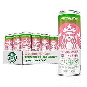 12-Pack 12-Oz Starbucks Zero Sugar Energy Drink (Watermelon Twist) $15.15 w/ Subscribe & Save