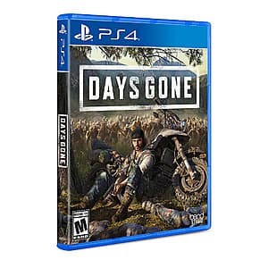 Days Gone PS4 game case cover art featuring the game's title and protagonist on a post-apocalyptic background.