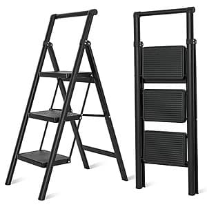 3-Step Tatayosi Lightweight Steel Folding Step Stool Ladder (550-Lb Capacity) $38.40 + Free S&H