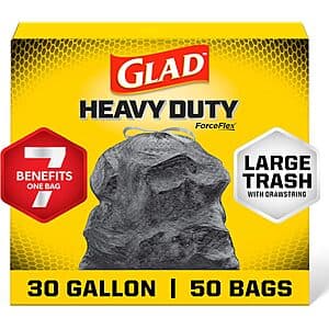50-ct 30-gal Glad Force Flex Heavy Duty Garbage Bags (Unscented) $13.10 w/ Subscribe & Save