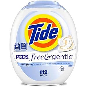 112-Ct Tide PODS Free & Gentle Laundry Detergent Soap Pacs (Unscented) 4 for $54.55 w/ S&S + Free S&H