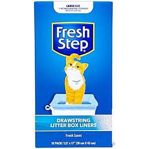 Select Accts: 15-Ct Fresh Step Scented Drawstring Cat Litter Liners (Large) $2.40 w/ S&S