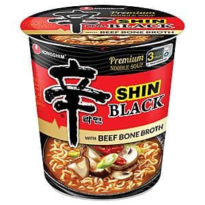 6-Pack 3.5oz Nongshim Shin Black Spicy Noodle Soup $8.95 w/ Subscribe & Save