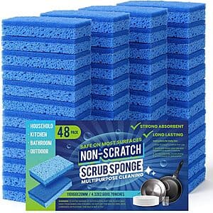 48-Ct Metflavor Dual-Sided Non-Scratch Kitchen Scrub Sponges $10