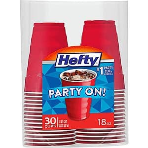 30-Count 18-Oz Hefty Party On Disposable Plastic Cups (Red) $1.95 w/ Subscribe & Save