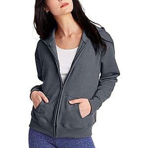 Hanes Women's Ecosmart Full Zip Fleece Hoodie (Slate Heather) $3.50 & More