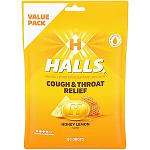 80-Count Halls Cough Relief Drops (Honey Lemon) $3.20 w/ Subscribe & Save