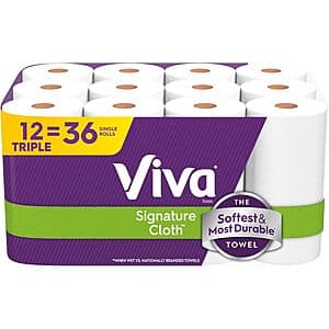 12-Pack 129-Sheet Viva Signature Cloth Paper Triple Roll Towels $18.50 w/ Subscribe & Save