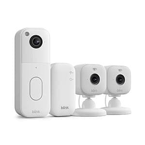 All-New Blink Video Doorbell + 2-Pack Mini 2 Cameras w/ Mini Chime (Black/White) $58 + Free S/H