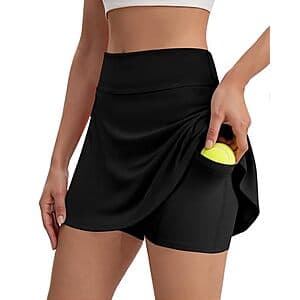 DLOODA Women's High-Waist A-Line Tennis Skort w/ Pockets $9
