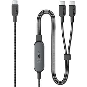 Anker 2-in-1 USB-C to 2x USB-C 140W Max Fast Charging Cable: 6' $16, 4' $15