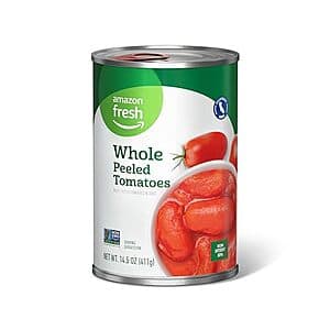 Prime Members: 14.5oz Amazon Fresh Whole Peeled Canned Tomatoes 4 for $3.40 & More + Free Shipping