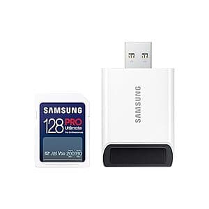 128GB Samsung Pro Ultimate Full Size Memory Card + USB Reader $12.65
