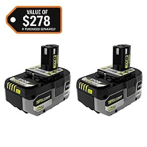 2-Pack RYOBI ONE+ HP 18V High Performance Lithium-Ion 6.0Ah Batteries $121 + Free Shipping