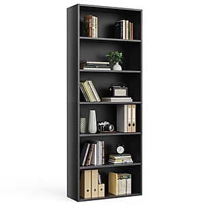6-Tier Gianna Bookshelf w/ Adjustable Shelves (Black) $36 + Free S&H & More