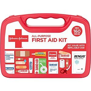 Select Accounts: 160-Pc Johnson & Johnson Compact All Purpose First Aid Kit $10.10 w/ S&S