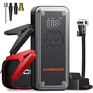 Acmount 5000A 12V 26800mAh Portable Car Jump Starter w/ 150PSI Air Compressor $37 + Free S&H