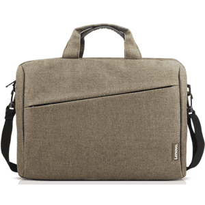 Lenovo 15.6-inch Laptop Casual Toploader T210 in green with handle and shoulder strap.