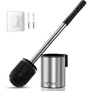 HAMITOR Compact Toilet Bowl Brush Set (Silver) $6