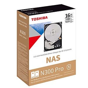 16TB Toshiba N300 PRO 7200 rpm SATA III 3.5" Internal NAS HDD $285 + Free Shipping