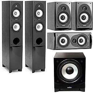Energy Connoisseur Speakers: 2x CF-30 Floors + CC-5 Center + 2x CB-5 Bookshelf $349 & ESW-C8 Sub + Free S&H
