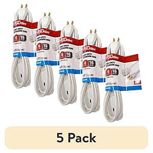 5-Pk 6' Hyper Tough 13A 16AWG Indoor Extension Cords (White or Black) $8.95