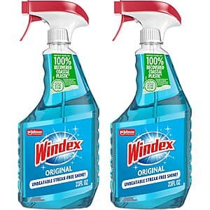2-Pk 23-Oz Windex Glass & Window Cleaner Spray Bottles (Original Blue) $4.25 w/ S&S