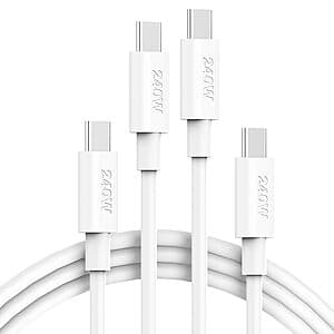 2-Pack 240W Saturndock 6.6' USB-C to USB-C Fast Charging Cables $4