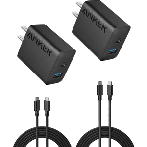 2-Pack Anker 20W Dual Port USB Wall Charger w/ 5' USB-C Cable (Black) $13