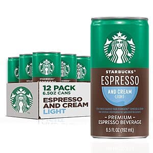 12-Pack 6.5oz Starbucks Ready to Drink Coffee (Espresso & Cream Light) $15.95 w/ Subscribe & Save