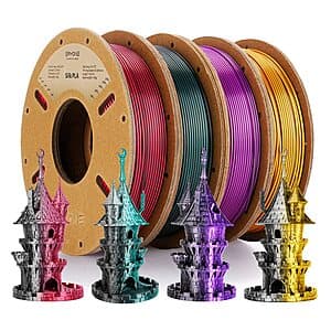 4-Pk 250g ERYONE Silk Dual Color 1.75mm PLA 3D Printer Filament Spools (4 Colors) $9.60