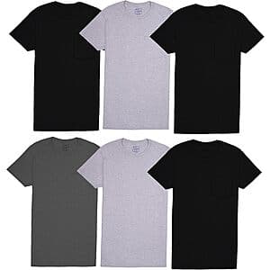 6-Pack Fruit of the Loom Men's Eversoft Short Sleeve Pocket T-Shirts (Assorted) $13