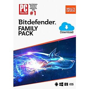 2-Year Bitdefender Family Pack 2026 Software (15 Devices / Digital Download) $35 & More